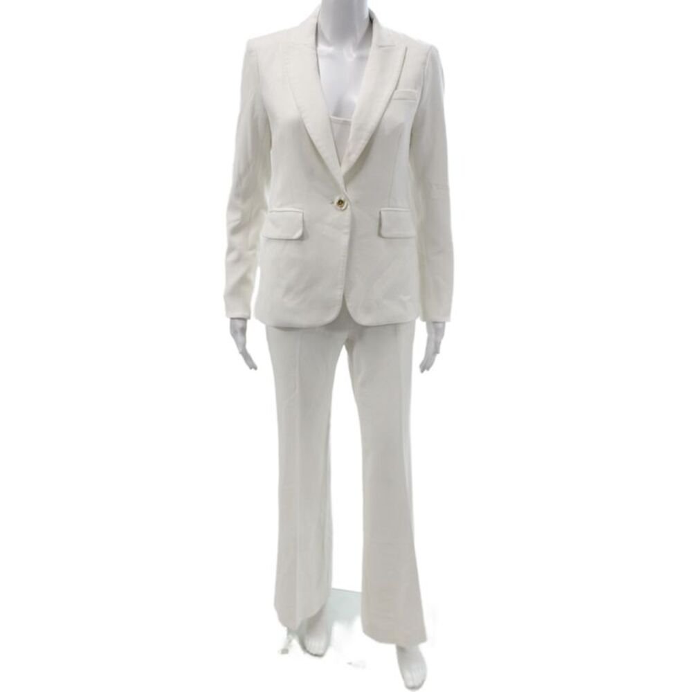 Veronica Beard Women's Long Sleeves Two Piece Pants Suit White Size 0